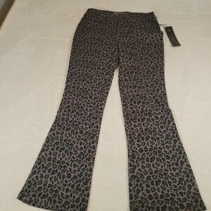 DG2 by Diane Gilman Brown and Black Leopard Print Boot Cut Pants